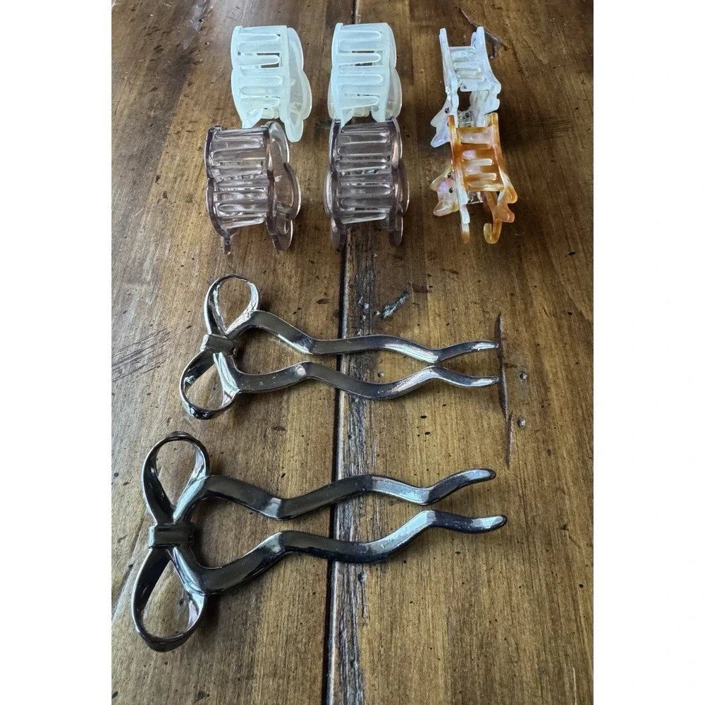 12pc Hair Clip Bundle Rose Enamel Claw Clip Cat Bow Stick Pin Coquette Kawaii